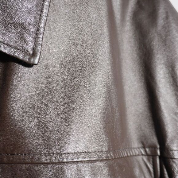 VTG Phase Two Brown‎ Leather Jacket Pockets Removable Lining Retro Mens M Zip - Picture 8 of 11